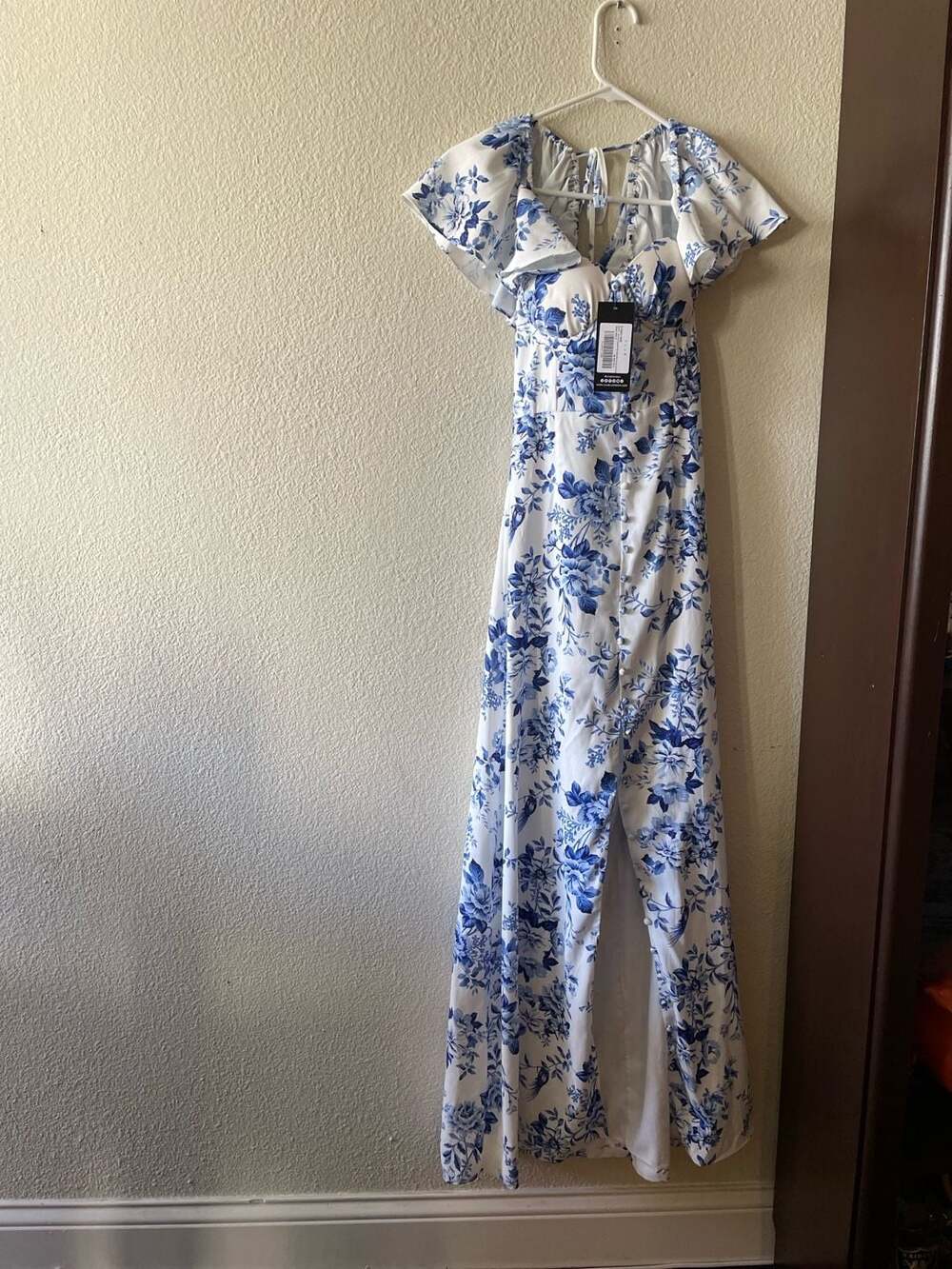 Club L London Blue Floral Ruched Maxi Dress UK Size 8 - Picture 2 of 13